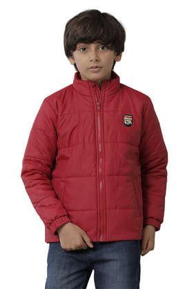 graphic polyester collar neck boys jacket - red