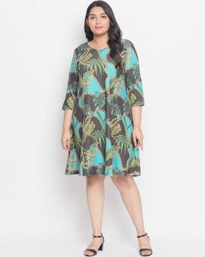 graphic print a-line dress