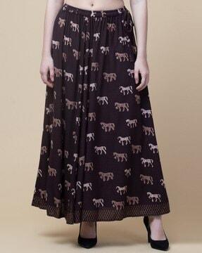 graphic print a-line skirt