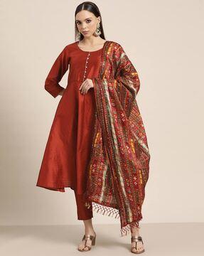 graphic print anarkali kurta set