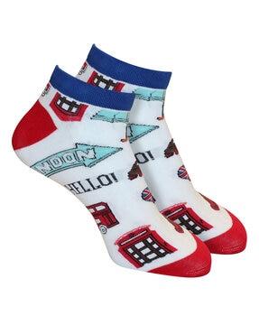 graphic print ankle-length socks