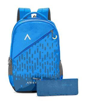 graphic print back pack with zip-closure