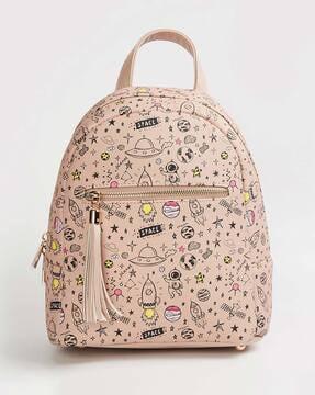 graphic print backpack with adjustable strap