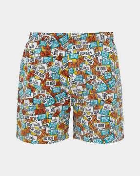 graphic print boxers with elasticated waistband