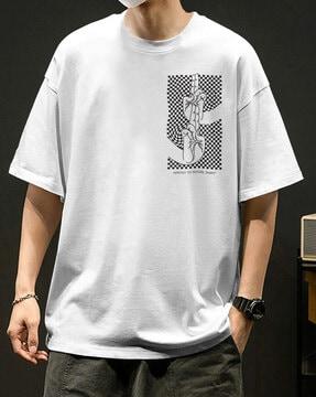 graphic print boxy fit crew-neck t-shirt