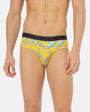 graphic print briefs with elasticated waist