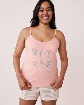 graphic print camisole with adjustable straps