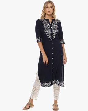 graphic print casual kurta with palazzos