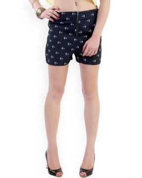 graphic print city shorts