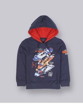 graphic print cotton hoodie