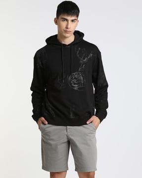 graphic print cotton hoodie