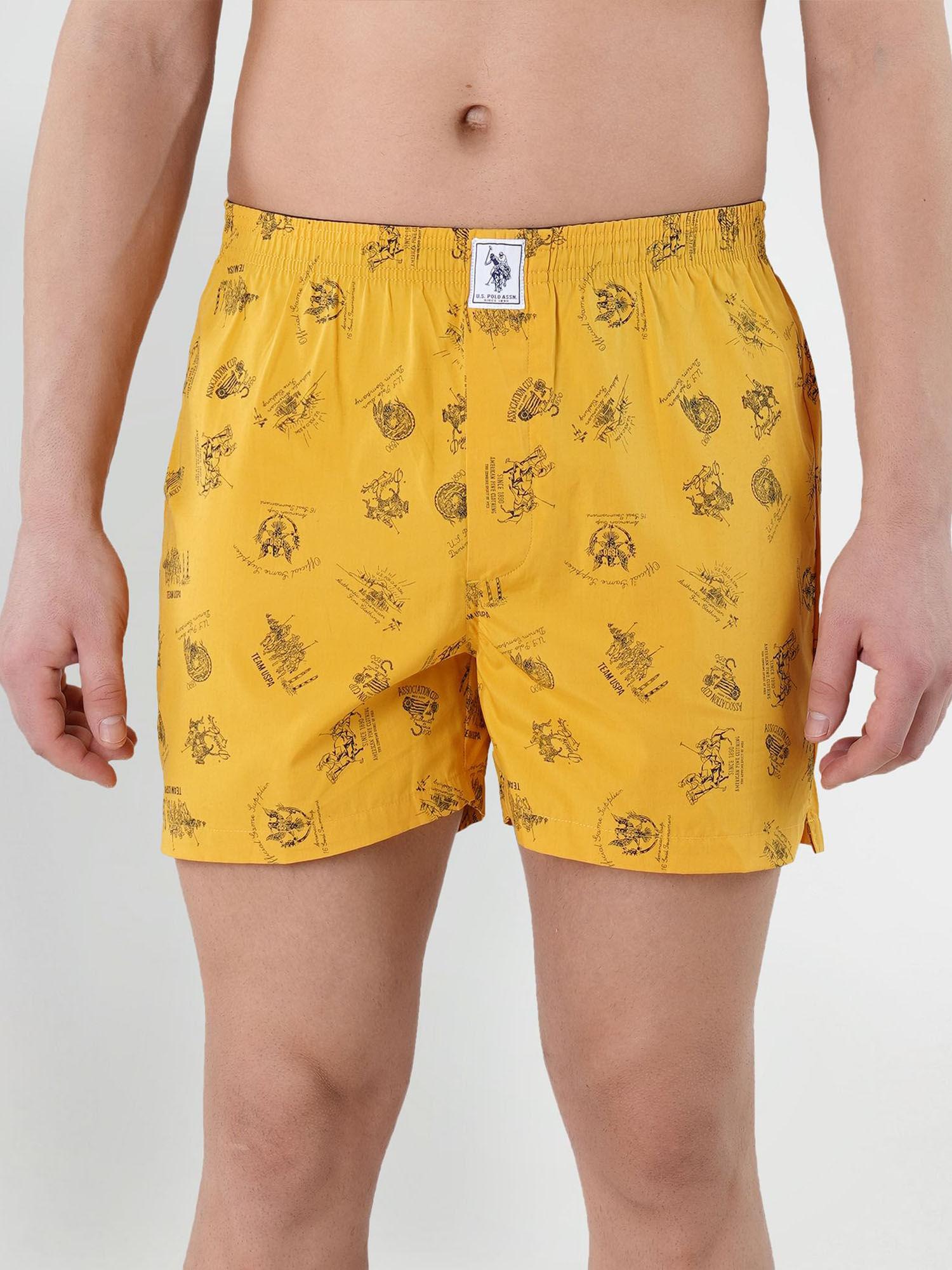 graphic print cotton i657 boxers yellow