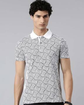 graphic print cotton polo t-shirt