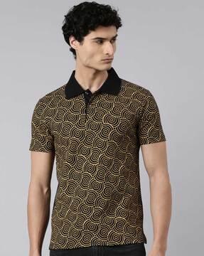 graphic print cotton polo t-shirt