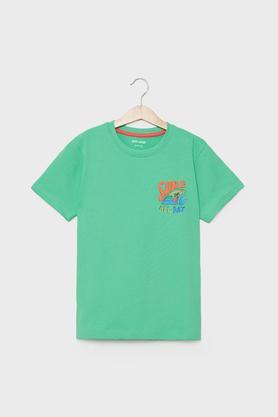 graphic print cotton round neck boys t-shirt - green