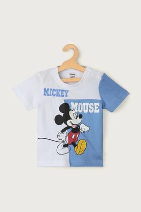 graphic print cotton round neck infant boys t-shirt - white