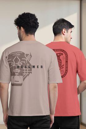 graphic print cotton round neck men's oversized t-shirt - multi