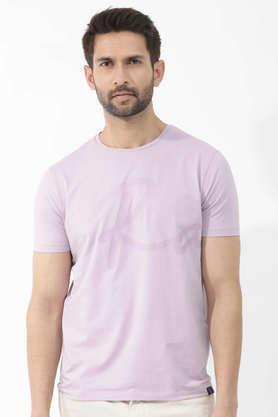 graphic print cotton round neck men's t-shirt - pink