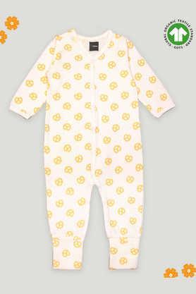 graphic print cotton unisex romper - yellow