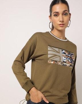 graphic print crew-neck sweatshirt with drop-shoulder sleeves