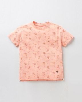 graphic print crew-neck t-shirt with patch pocket