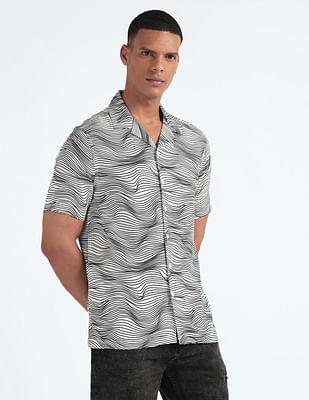 graphic print cuban collar shirt