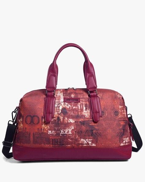 graphic print duffel bag with detachable strap