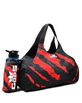 graphic print duffel bag