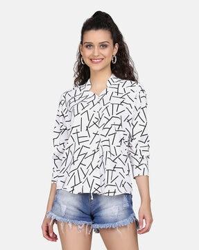 graphic print fitted shirt