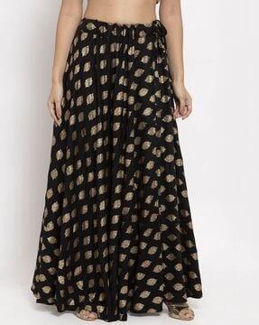 graphic print flared skirt