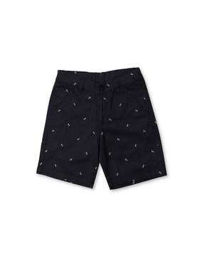graphic print flat-front shorts
