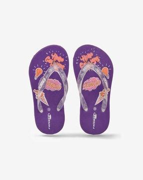 graphic print flip-flops