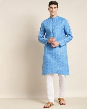 graphic print full sleeve long kurta