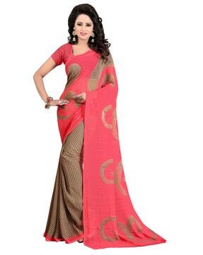 graphic print georgette saree