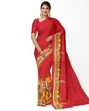 graphic print georgette saree