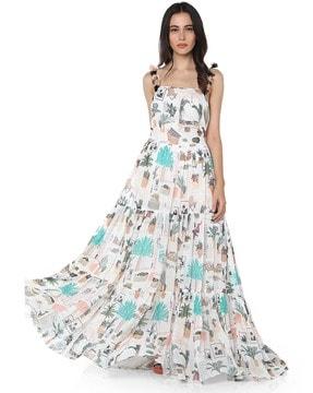 graphic print gown dress