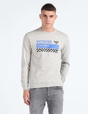 graphic print heathered sweatshirt