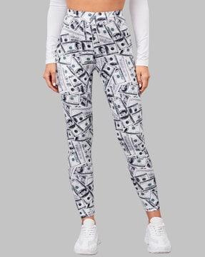 graphic print high-rise jeggings