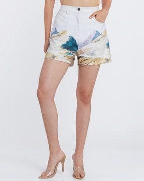 graphic print high-rise shorts