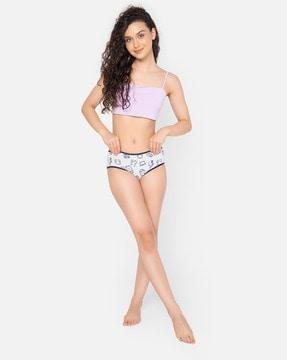 graphic print hipster panties with elasticated waist