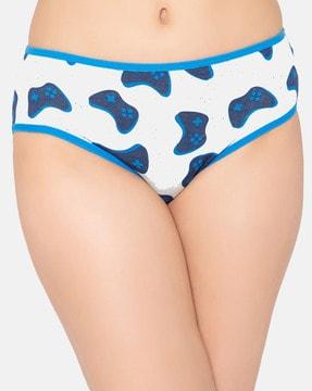 graphic print hipster panties with elasticated waist