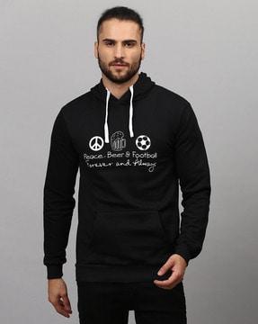 graphic print hooded sweatshirt with kangaroo pocket