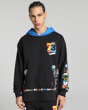 graphic print hooded sweatshirt