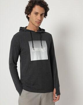 graphic print hooded t-shirt