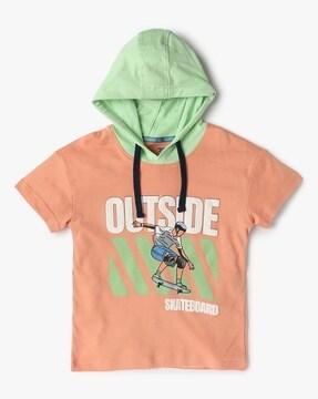 graphic print hooded t-shirt