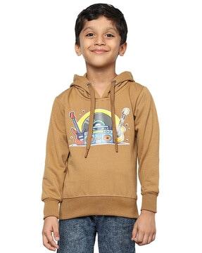 graphic print hoodie with drawstring