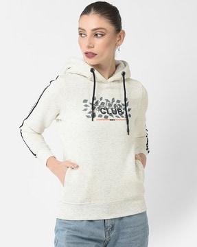 graphic print hoodie with insert pockets