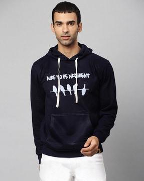 graphic print hoodie with kangaroo pocket