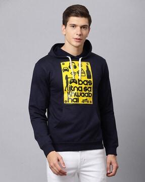 graphic print hoodie with kangaroo pocket