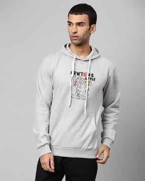 graphic print hoodie with kangaroo pocket